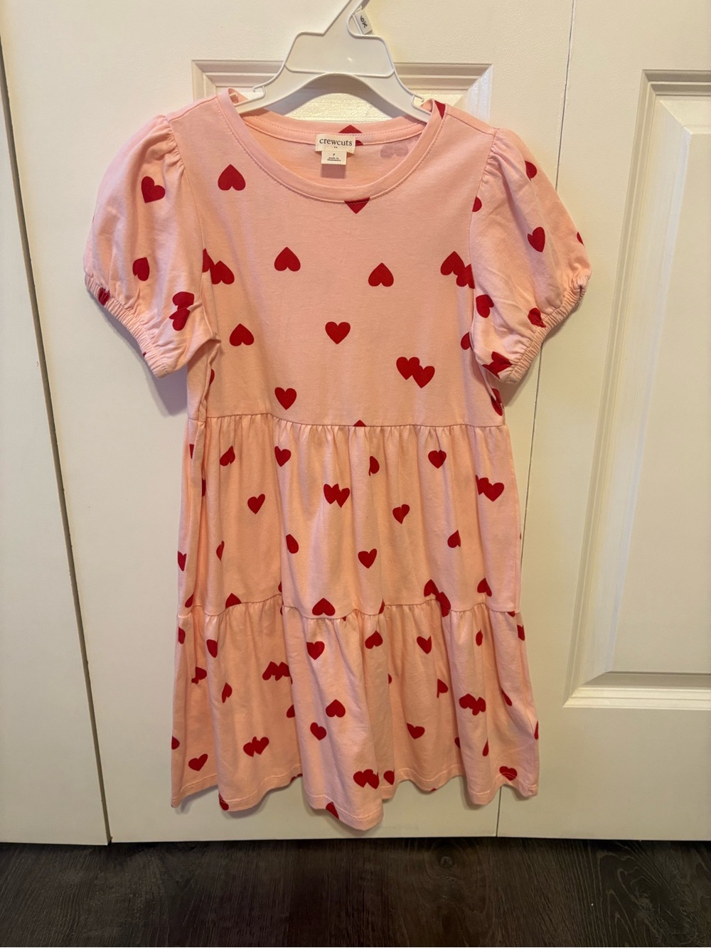 Girls size 7 Crewcuts Pink Dress with Red Heart Print - Kids